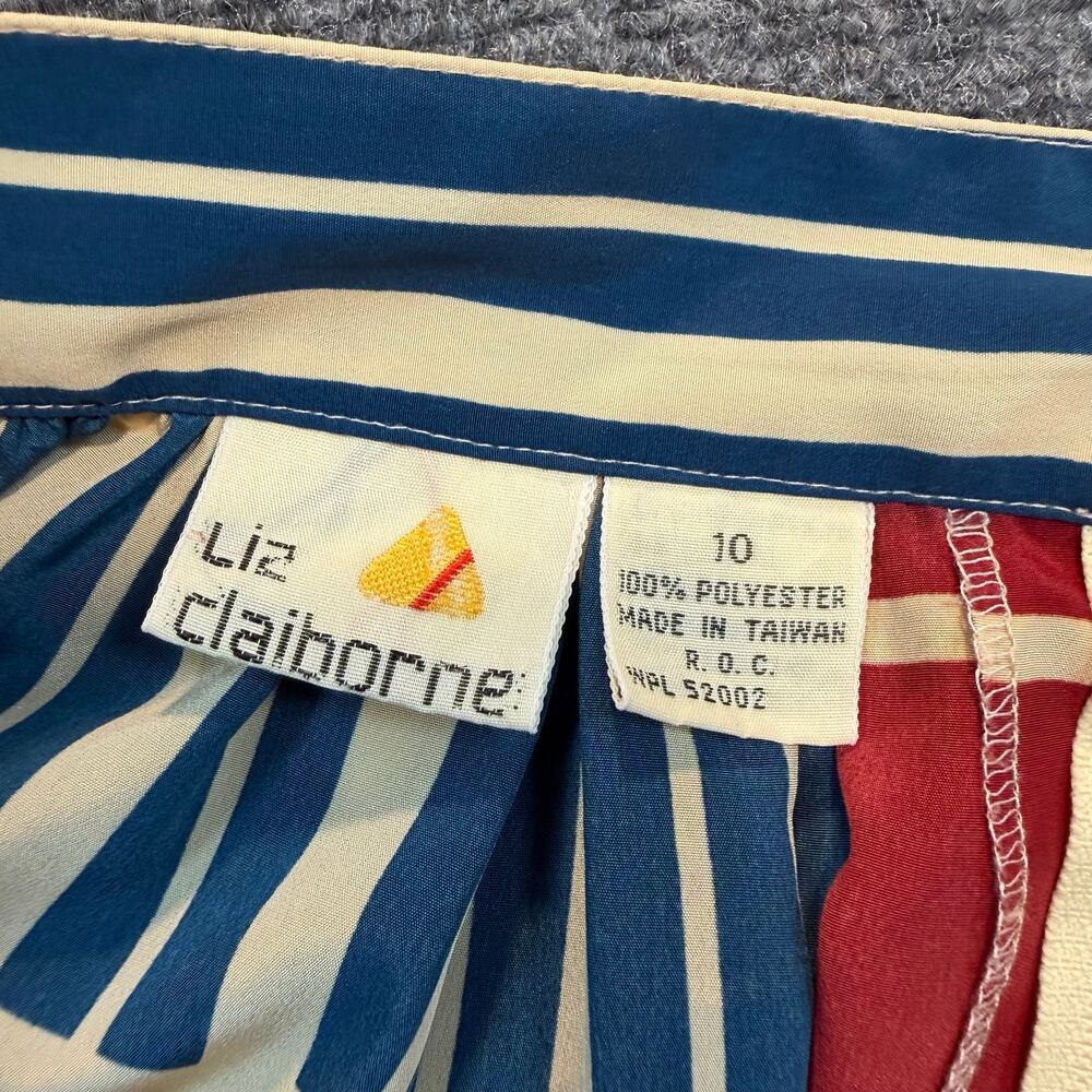 Vtg Liz Claiborne Patchwork Midi Skirt Womens Size 10 Plaid Geometric Print - Picture 7 of 9